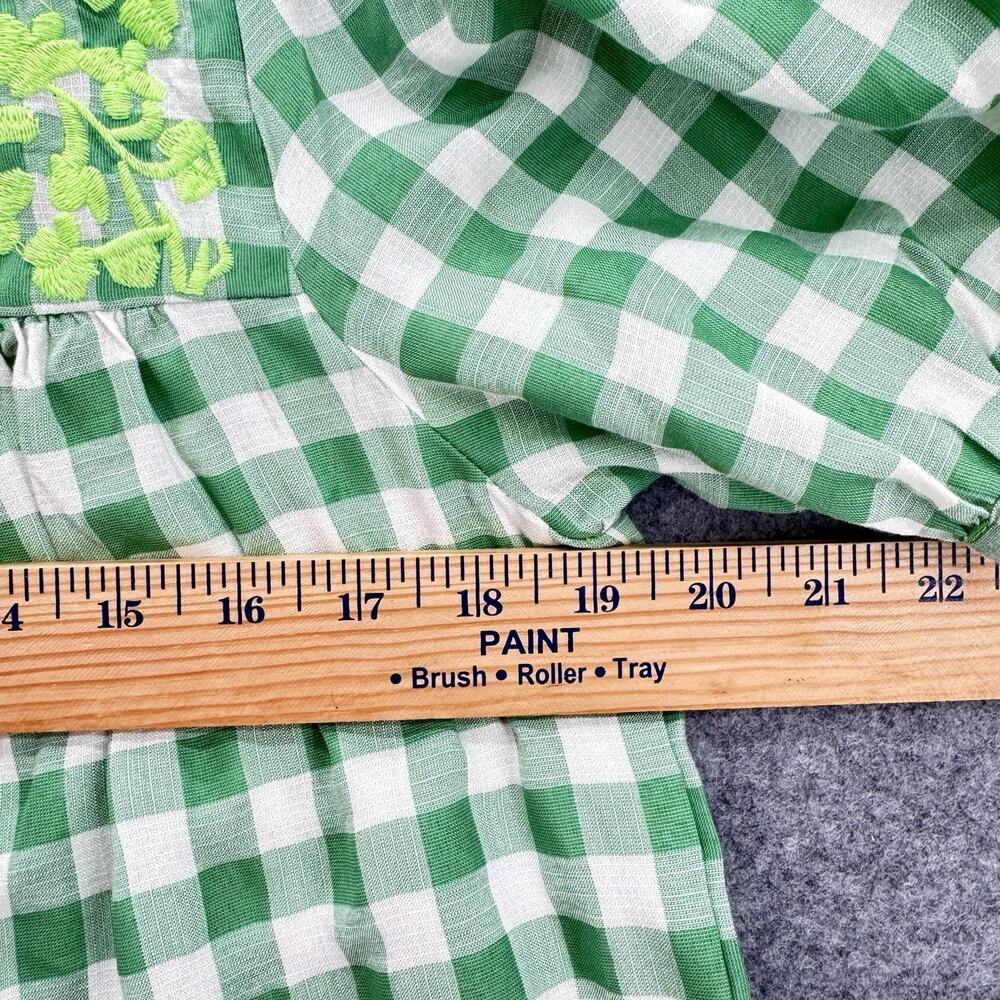 Jodifl Womens Gingham Check Embroidered Top Size S Green Peasant Cottagecore - Picture 10 of 12